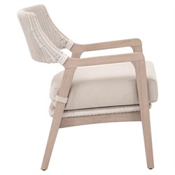 Lucile Coastal Beach Cream Cushion Woven Wicker Washed Teak Outdoor Arm Chair|