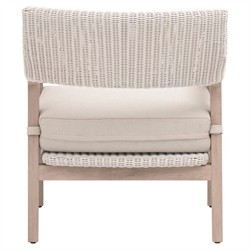 Lucile Coastal Beach Cream Cushion Woven Wicker Washed Teak Outdoor Arm Chair|