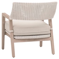 Lucile Coastal Beach Cream Cushion Woven Wicker Washed Teak Outdoor Arm Chair|