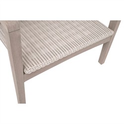 Lucile Coastal Beach Cream Cushion Woven Wicker Washed Teak Outdoor Arm Chair|