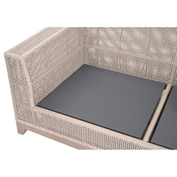 Alaina Coastal Beach Beige Woven Rope Teak Wood Outdoor Sofa - 90"|