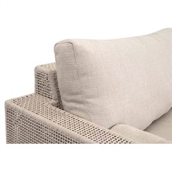 Alaina Coastal Beach Beige Woven Rope Teak Wood Outdoor Sofa - 90"|