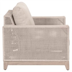 Alaina Coastal Beach Beige Woven Rope Washed Teak Wood Outdoor Arm Chair|