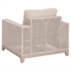 Alaina Coastal Beach Beige Woven Rope Washed Teak Wood Outdoor Arm Chair|