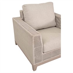 Alaina Coastal Beach Beige Woven Rope Washed Teak Wood Outdoor Arm Chair|