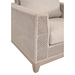 Alaina Coastal Beach Beige Woven Rope Washed Teak Wood Outdoor Arm Chair|