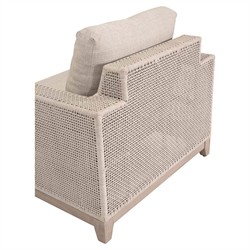Alaina Coastal Beach Beige Woven Rope Washed Teak Wood Outdoor Arm Chair|