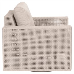 Alaina Coastal Beach Beige Woven Rope Aluminum Outdoor Swivel Rocker Arm Chair|