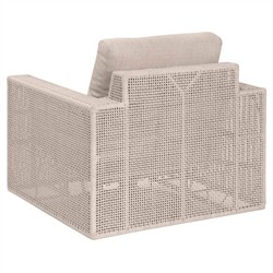 Alaina Coastal Beach Beige Woven Rope Aluminum Outdoor Swivel Rocker Arm Chair|