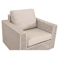 Alaina Coastal Beach Beige Woven Rope Aluminum Outdoor Swivel Rocker Arm Chair|