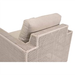 Alaina Coastal Beach Beige Woven Rope Aluminum Outdoor Swivel Rocker Arm Chair|