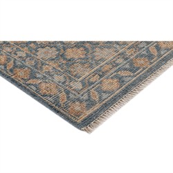 Soraya Updated Traditional Blue Wool Floral Patterned Hand Knotted Rug - 5'x8'|