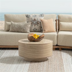 Grace Modern Classic Beige Travertine Round Outdoor Coffee Table|