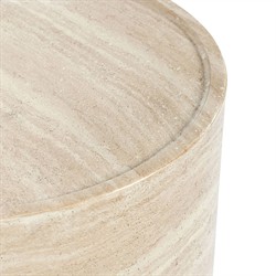 Grace Modern Classic Beige Travertine Round Outdoor End Table|