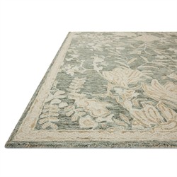 Jilian French Country Green Wool Floral Patterned Rug - 3'6"x5'6"|