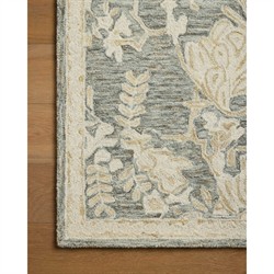 Jilian French Country Green Wool Floral Patterned Rug - 3'6"x5'6"|