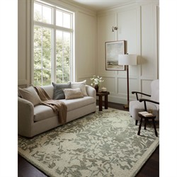 Jilian French Country Green Wool Floral Patterned Rug - 3'6"x5'6"|