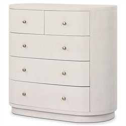 Beatrice Modern Classic Cream Painted Linen Oval Tall Chest|