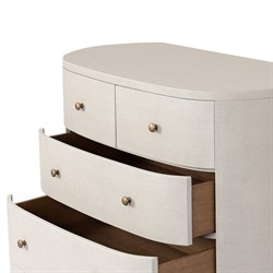Beatrice Modern Classic Cream Painted Linen Oval Tall Chest|