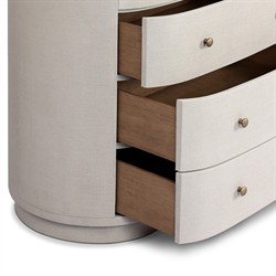 Beatrice Modern Classic Cream Painted Linen Oval Tall Chest|