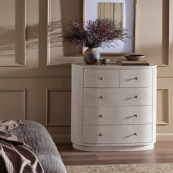 Beatrice Modern Classic Cream Painted Linen Oval Tall Chest|