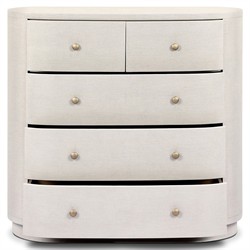 Beatrice Modern Classic Cream Painted Linen Oval Tall Chest|