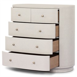 Beatrice Modern Classic Cream Painted Linen Oval Tall Chest|