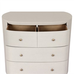 Beatrice Modern Classic Cream Painted Linen Oval Tall Chest|