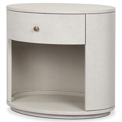 Beatrice Modern Classic Cream Painted Linen 1 Drawer Nightstand|