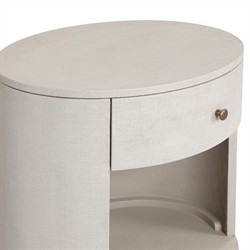 Beatrice Modern Classic Cream Painted Linen 1 Drawer Nightstand|