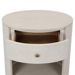 Beatrice Modern Classic Cream Painted Linen 1 Drawer Nightstand|