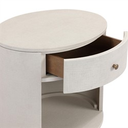 Beatrice Modern Classic Cream Painted Linen 1 Drawer Nightstand|
