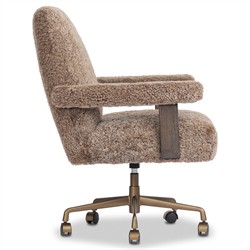 Bergen Modern Classic Taupe Shearling Brown Oak Desk Chair|