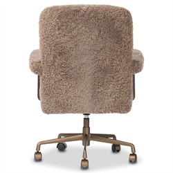 Bergen Modern Classic Taupe Shearling Brown Oak Desk Chair|