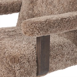 Bergen Modern Classic Taupe Shearling Brown Oak Desk Chair|