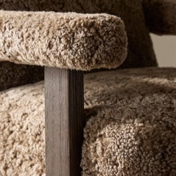 Bergen Modern Classic Taupe Shearling Brown Oak Desk Chair|