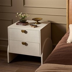 Maya Modern Classic Cream Painted Linen Nightstand|