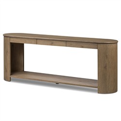 Riacan Modern Classic Brown Oak Oval Console Table|