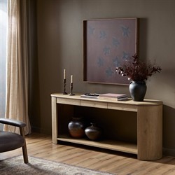Riacan Modern Classic Brown Oak Oval Console Table|