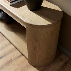 Riacan Modern Classic Brown Oak Oval Console Table|