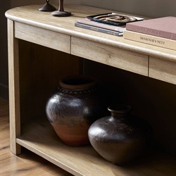 Riacan Modern Classic Brown Oak Oval Console Table|