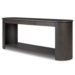 Riacan Modern Classic Smoked Black Oak Oval Console Table|