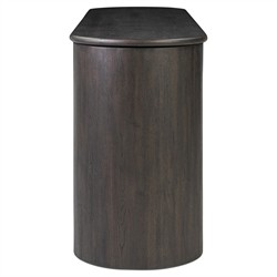 Riacan Modern Classic Smoked Black Oak Oval Console Table|