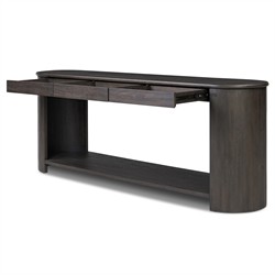 Riacan Modern Classic Smoked Black Oak Oval Console Table|