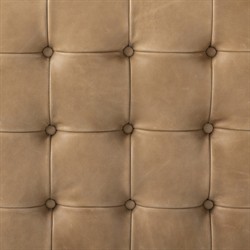 Hadley Rustic Tan Leather Brown Wood Tufted Cocktail Ottoman|