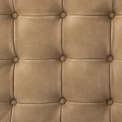 Hadley Rustic Lodge Tan Leather Brown Wood Tufted Ottoman|