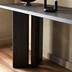 Jonathan Rustic Lodge Smoked Black Oak Rectangular Console Table|