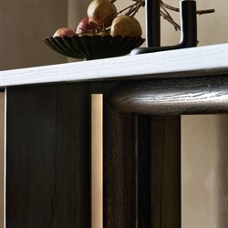 Jonathan Rustic Lodge Smoked Black Oak Rectangular Console Table|