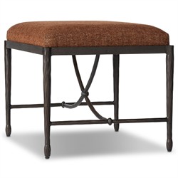 Jane Updated Traditional Sienna Crypton Velvet Bronze Iron Rectangular Stool|