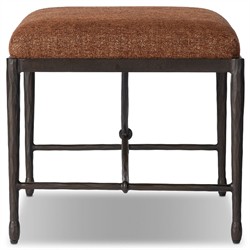Jane Updated Traditional Sienna Crypton Velvet Bronze Iron Rectangular Stool|